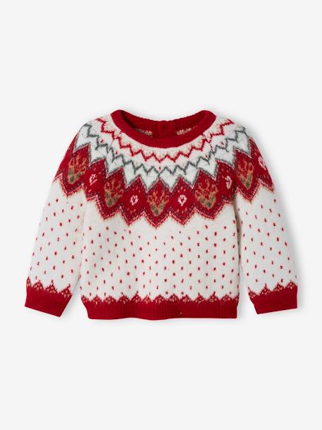 Baby Weihnachtspullover - wollweiß - 1