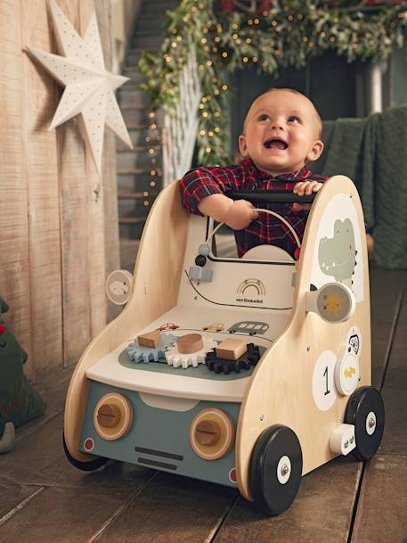 Baby Lauflernwagen mit Bremse, Holz FSC - mehrfarbig - 6