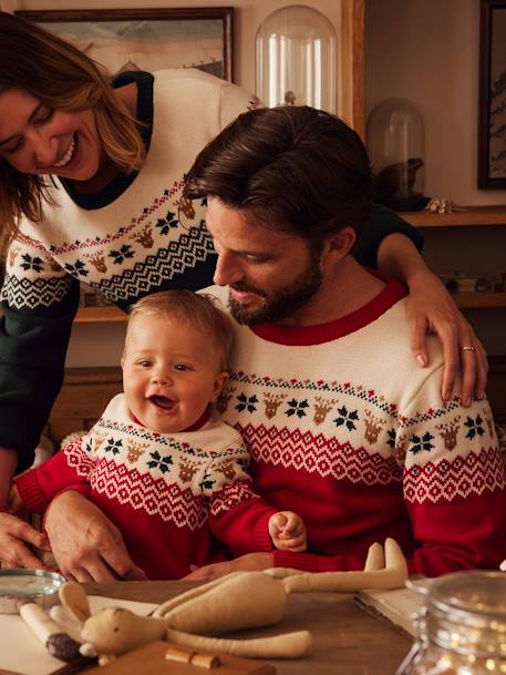 Capsule Collection: Eltern Weihnachts-Pullover Oeko-Tex - rot+tanne - 1