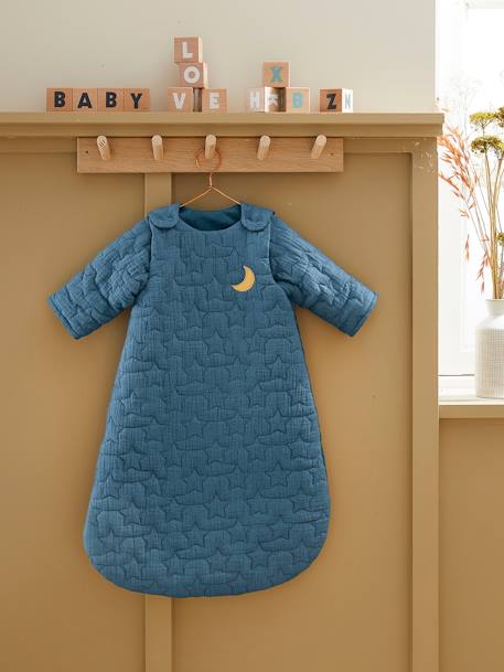 Bio-Kollektion: Baby Schlafsack mit abnehmbaren Ärmeln „Traumnächte“ - grün+marine - 8
