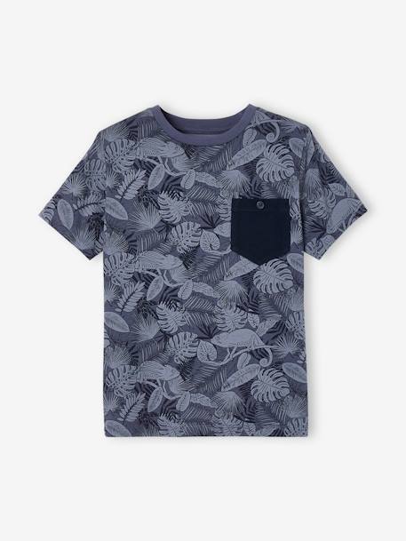 Jungen T-Shirt, Print und Brusttasche Oeko-Tex - braun+dunkelblau+moosgrün+ziegel - 4