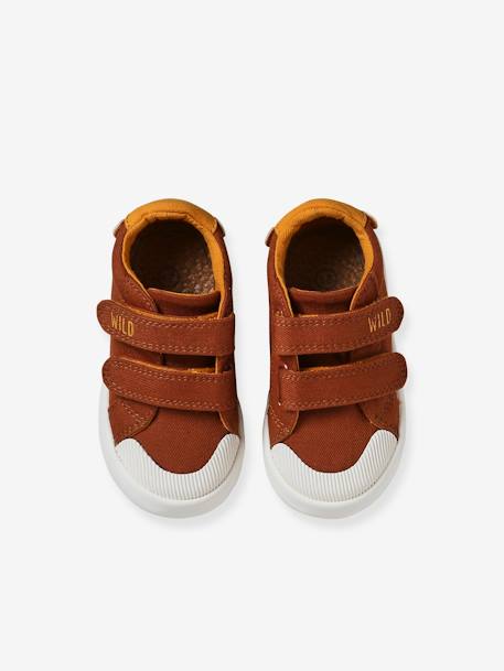 Jungen Baby Stoff-Sneakers, Klett - aqua+braun - 18