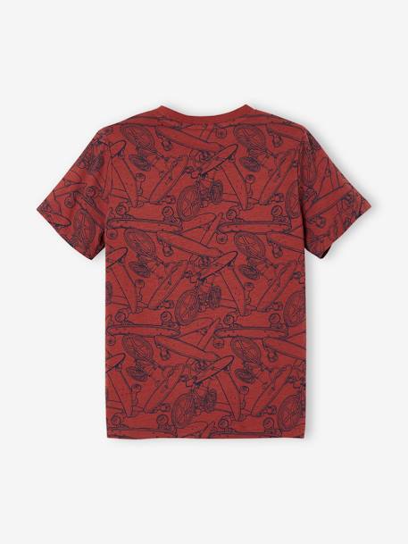 Jungen T-Shirt, Print und Brusttasche Oeko-Tex - braun+dunkelblau+moosgrün+ziegel - 12