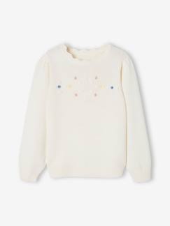 Maedchenkleidung-Pullover, Strickjacken & Sweatshirts-Pullover-Mädchen Pullover mit Blumenstickerei