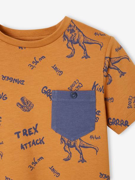 Jungen T-Shirt, Print und Brusttasche Oeko-Tex - braun+dunkelblau+moosgrün+ziegel - 3
