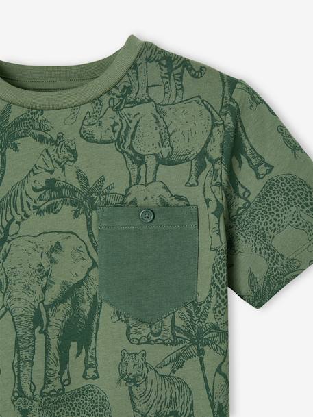 Jungen T-Shirt, Print und Brusttasche Oeko-Tex - braun+dunkelblau+moosgrün+ziegel - 9