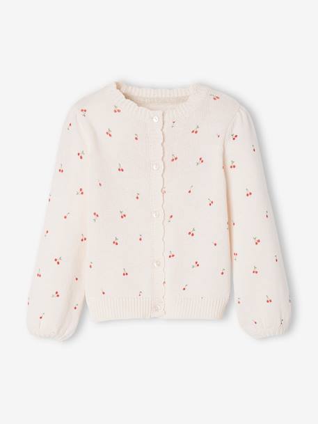 Mädchen Strickjacke Oeko-Tex - beige bedruckt+weiß bedruckt - 5