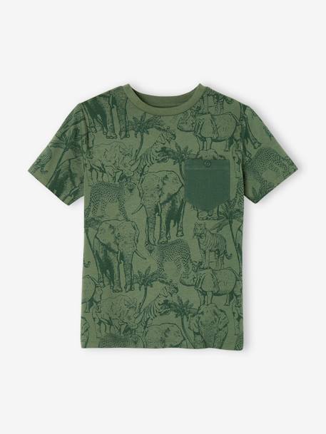 Jungen T-Shirt, Print und Brusttasche Oeko-Tex - braun+dunkelblau+moosgrün+ziegel - 7