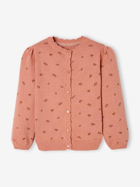 Mädchen Strickjacke Oeko-Tex - beige bedruckt+weiß bedruckt - 1