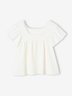 Maedchenkleidung-Mädchen Bluse mit Materialeffekt