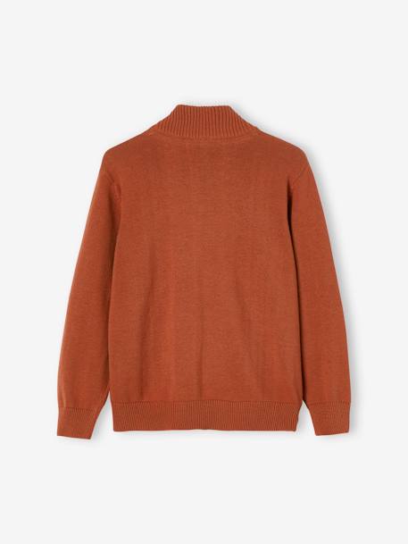 Jungen Cardigan, Stehkragen - anthrazit meliert+blau meliert+hellbraun+tanne+wollweiß meliert+ziegel - 22