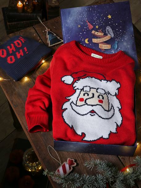 Jungen Geschenk-Set: Pullover & Mütze, Weihnachten - rot - 2