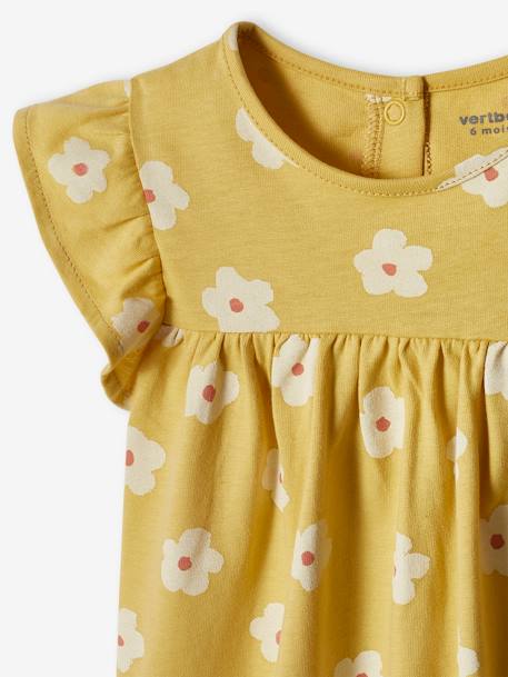 Baby Kleid BASIC - hellgelb+königsblau gestreift+rosa - 3