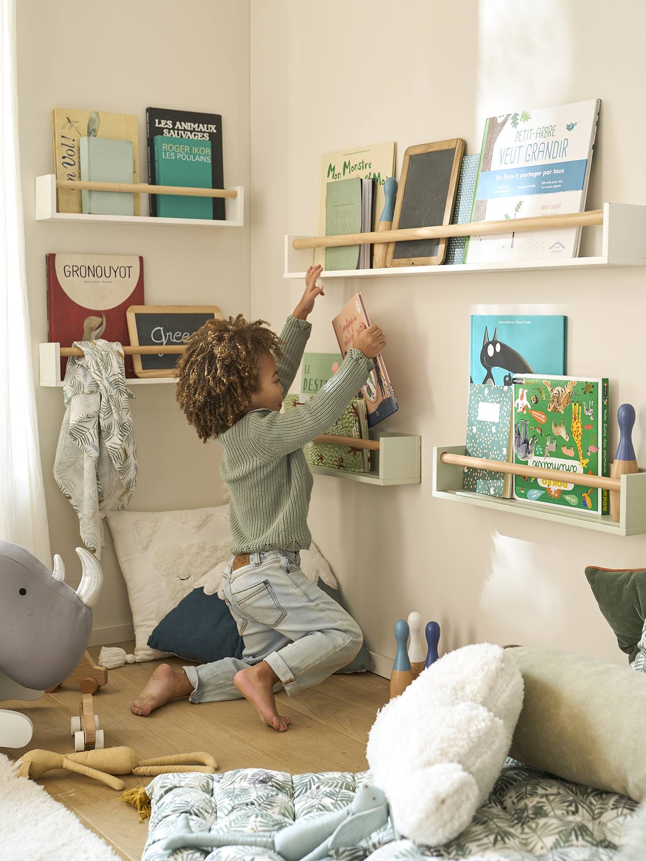 vertbaudet 2er-Set Wandregale KONFETTI Kinderzimmer in weiß/natur