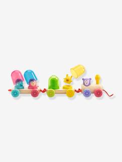 Spielzeug-Baby-Tasten & Greifen-Nachzieh-Eisenbahn „Rainbow Train“ DJECO