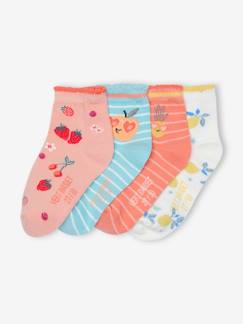 Maedchenkleidung-4er-Pack Mädchen Socken mit Obstmotiv Oeko-Tex
