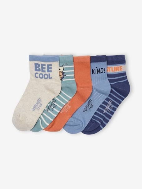 5er-Pack Jungen Socken, Bienen Oeko-Tex - graublau - 1