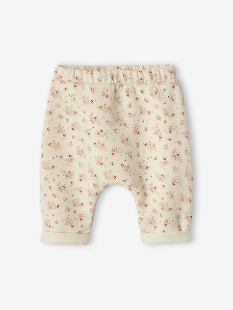 Baby Sweathose für Neugeborene - beige meliert wal+graubraun bedruckt+hellbeige+hellgrau meliert+nachtblau+rosa bedruckt+wollweiß+wollweiß bedruckt obst+wollweiß bedruckt safari - 23