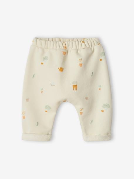 Baby Sweathose für Neugeborene - beige meliert wal+graubraun bedruckt+hellbeige+hellgrau meliert+nachtblau+rosa bedruckt+wollweiß+wollweiß bedruckt obst+wollweiß bedruckt safari - 9