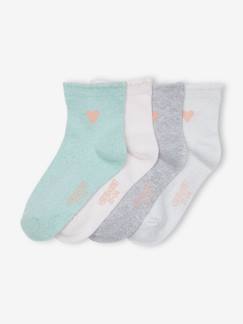 Maedchenkleidung-Unterwäsche, Socken, Strumpfhosen-Socken-4er-Pack Mädchen Socken mit Glitzerherz
