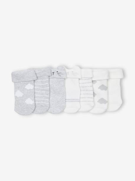 7er-Pack Baby Socken mit Wolke und Bär BASIC Oeko-Tex - grau meliert - 2