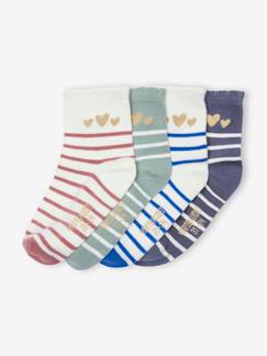 Maedchenkleidung-Unterwäsche, Socken, Strumpfhosen-Socken-4er-Pack Mädchen Socken mit Streifen & Glitzer Oeko-Tex
