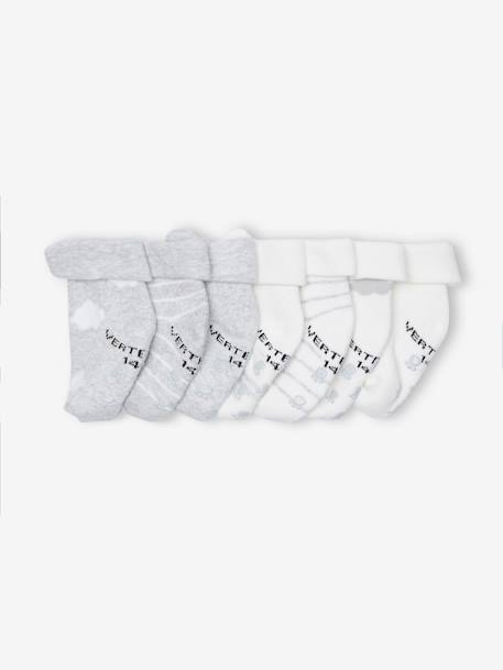 7er-Pack Baby Socken mit Wolke und Bär BASIC Oeko-Tex - grau meliert - 1