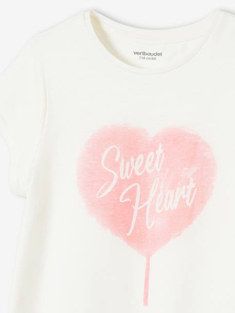 Mädchen T-Shirt, Message-Print BASIC Oeko-Tex - bonbon rosa+erdbeer+hellblau+himmelblau+koralle+marine+rot+tannengrün+vanille+wollweiß - 37