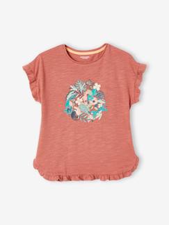 Maedchenkleidung-Mädchen T-Shirt mit Pailletten-Print und Volants Oeko-Tex