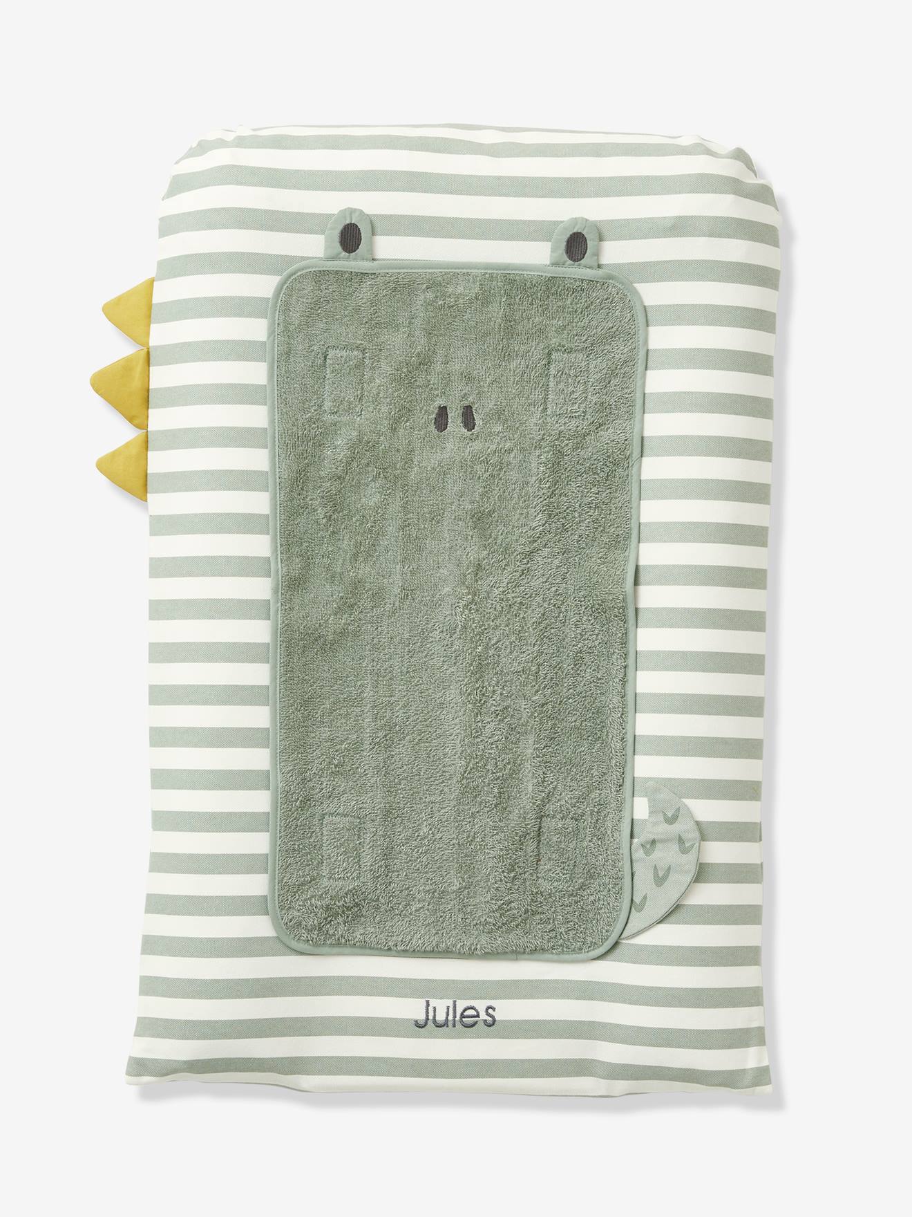 Bezug für Baby Wickelauflage TREK, personalisierbar grün/krokodil Gr. 72x49 von vertbaudet