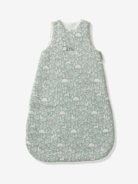 Ärmelloser Baby Schlafsack WALDSPAZIERGANG OEKO-TEX® personalisierbar altrosa+grün 12