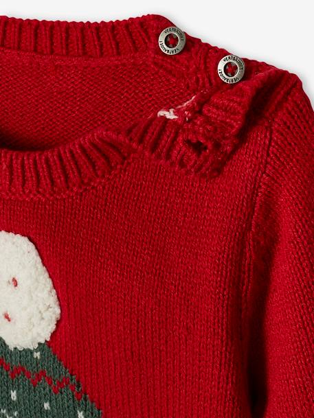 Baby Weihnachtspullover, Bär - rot - 4