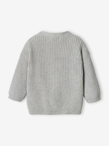 Mädchen Baby Strickjacke Oeko-Tex - blau+grau meliert - 6