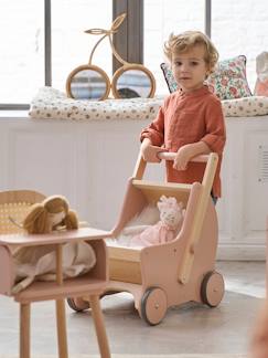 Spielzeug-Puppen-2-in-1 Puppen-Kinderwagen, Lauflernwagen, Holz FSC®