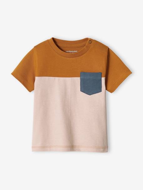Jungen Baby T-Shirt, Colorblock Oeko-Tex - grün/weiß+karamell - 4