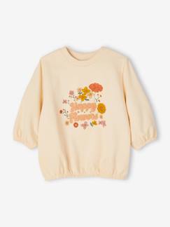 Maedchenkleidung-Pullover, Strickjacken & Sweatshirts-Sweatshirts-Mädchen Sweatshirt, Blumen & Schriftzug