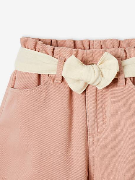 Mädchen Paperbag-Shorts mit Stoffgürtel - aqua+pfirsich+sandfarben - 11