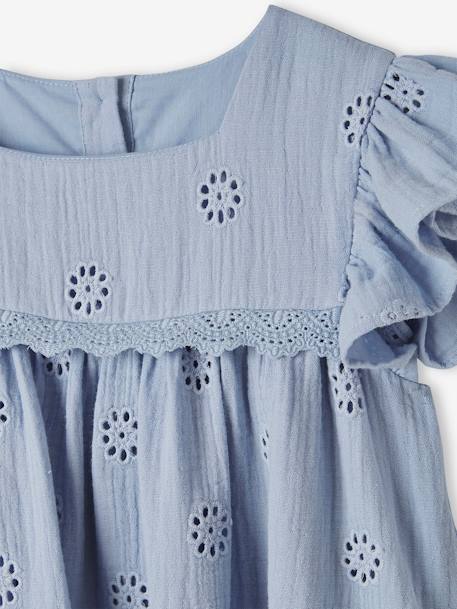 Mädchen Musselinkleid - hellblau+zartrosa - 3