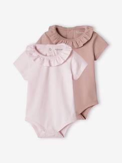 Babymode-Shirts & Rollkragenpullover-2er-Pack Baby Kurzarm-Bodys, Rüschenkragen