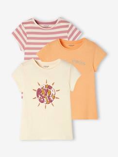 Kinderkleidung-3er-Pack Mädchen T-Shirts, Glanzdetails BASIC Oeko-Tex