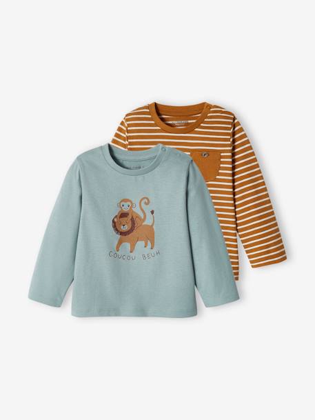 2er-Pack Baby Shirts BASIC - bronze+graublau+wollweiß - 8
