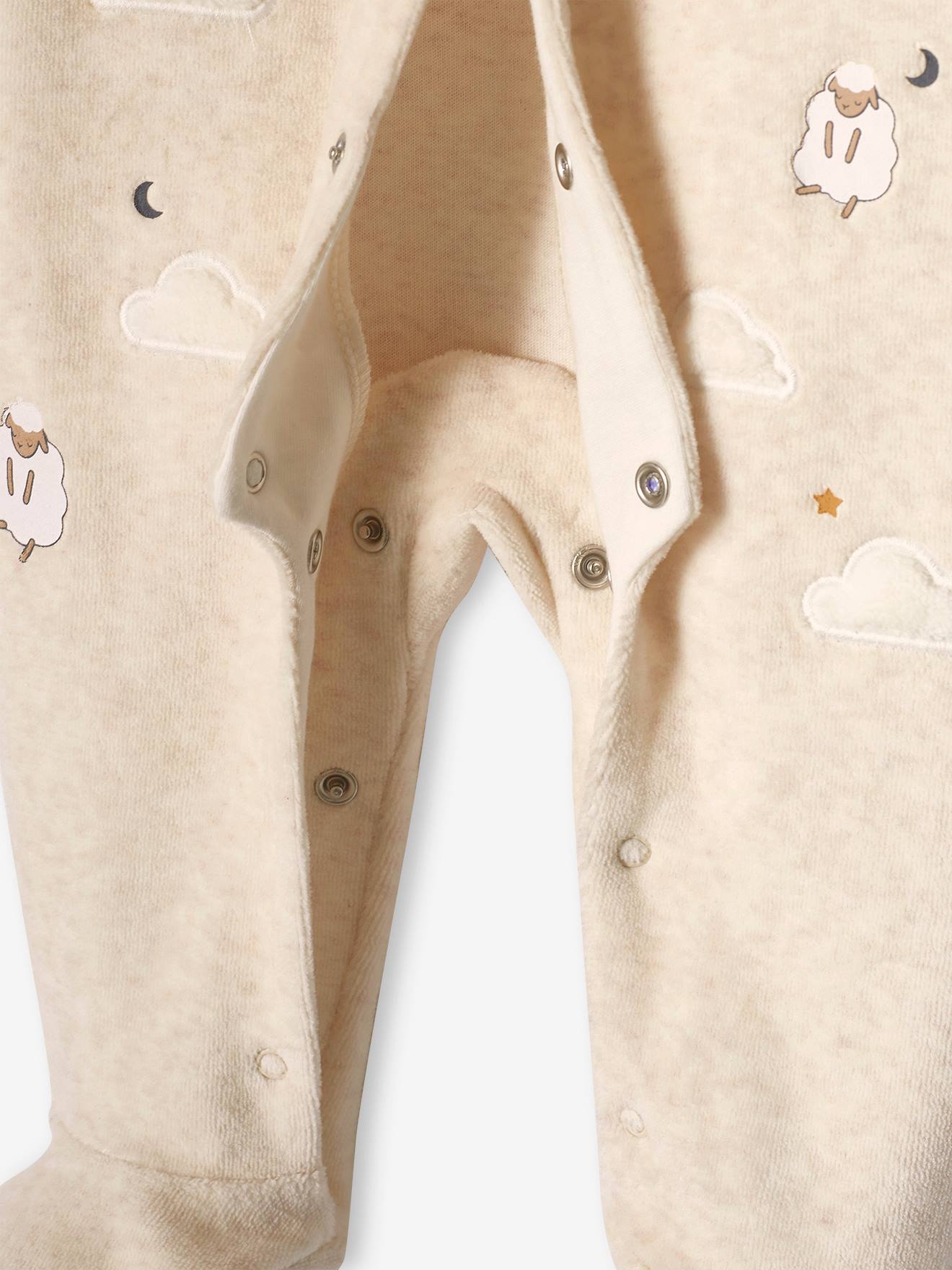 Thumbnail - Baby Samt-Strampler Schäfchen & Wolken