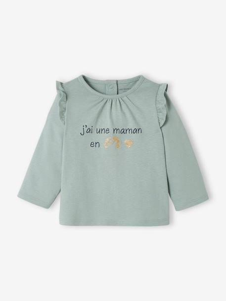 Mädchen Baby Shirt  Oeko-Tex - graublau+weiß+wollweiß+zartrosa - 1