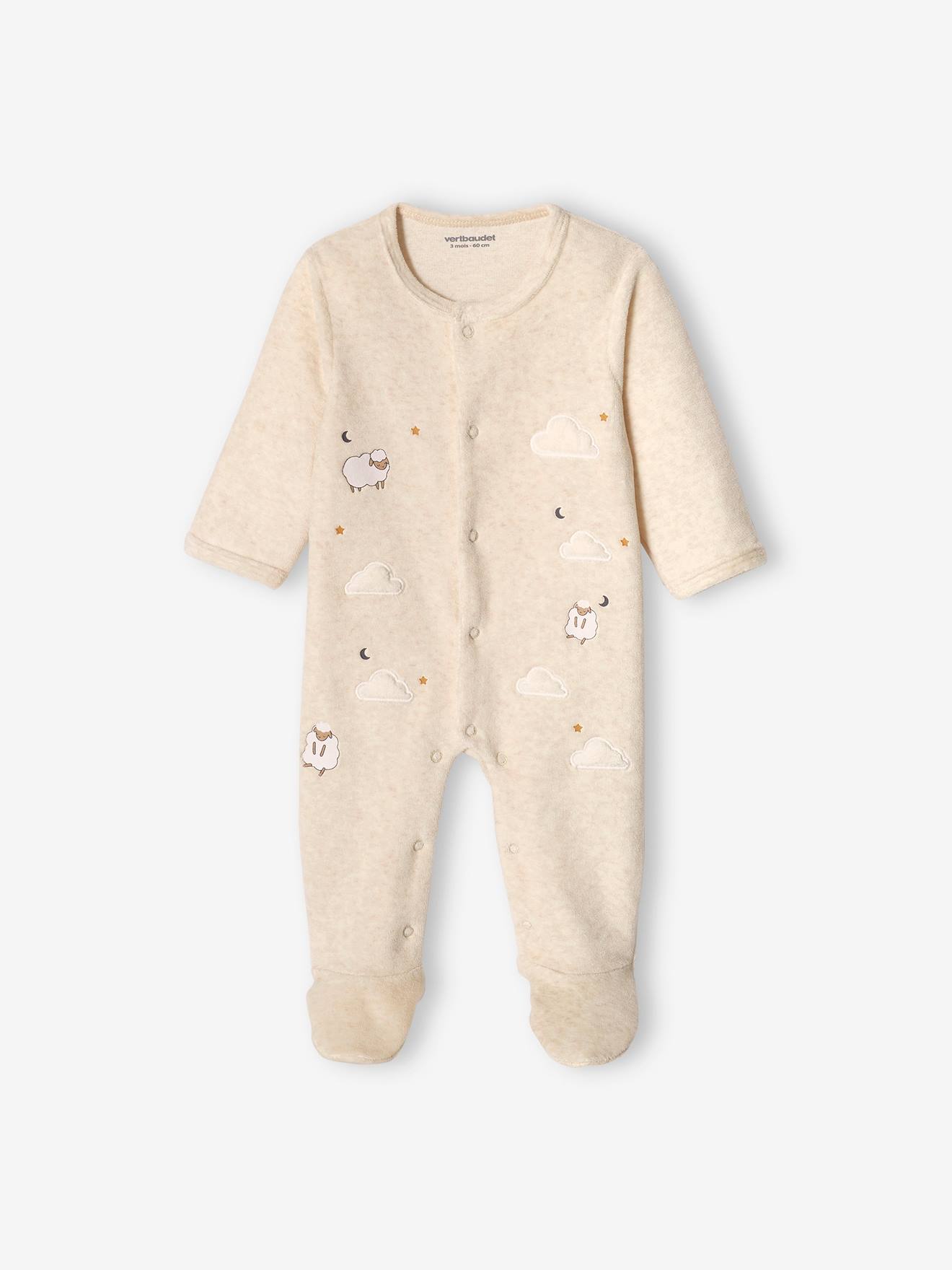 Baby Samt-Strampler Schäfchen & Wolken