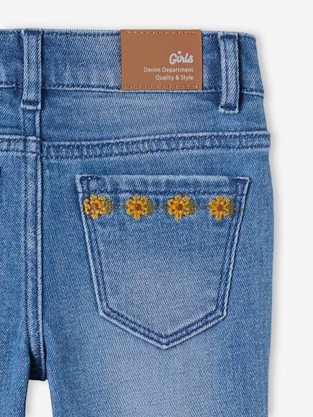 Mädchen 3/4-Jeans mit Blumen - blue stone - 6
