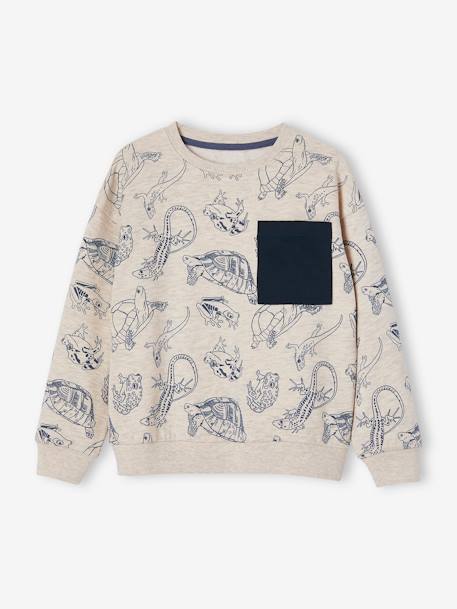 Jungen Sweatshirt mit Tasche, Tiere - weiß - 1