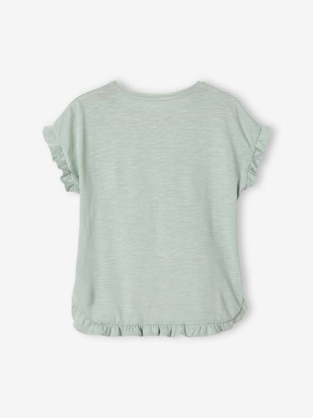 Mädchen T-Shirt mit Pailletten-Print und Volants Oeko-Tex - altrosa+aqua+grün+hellrosa - 6