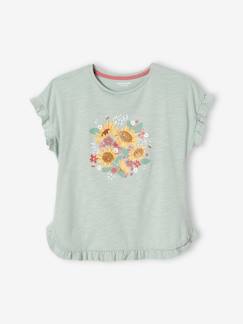 Maedchenkleidung-Shirts & Rollkragenpullover-Mädchen T-Shirt mit Pailletten-Print und Volants Oeko-Tex