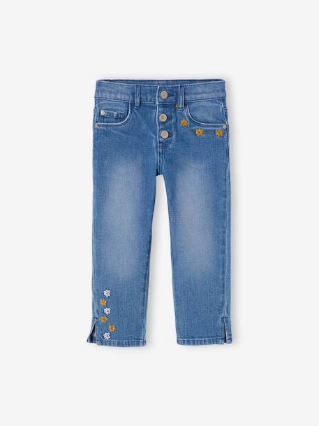 Mädchen 3/4-Jeans mit Blumen - blue stone - 1
