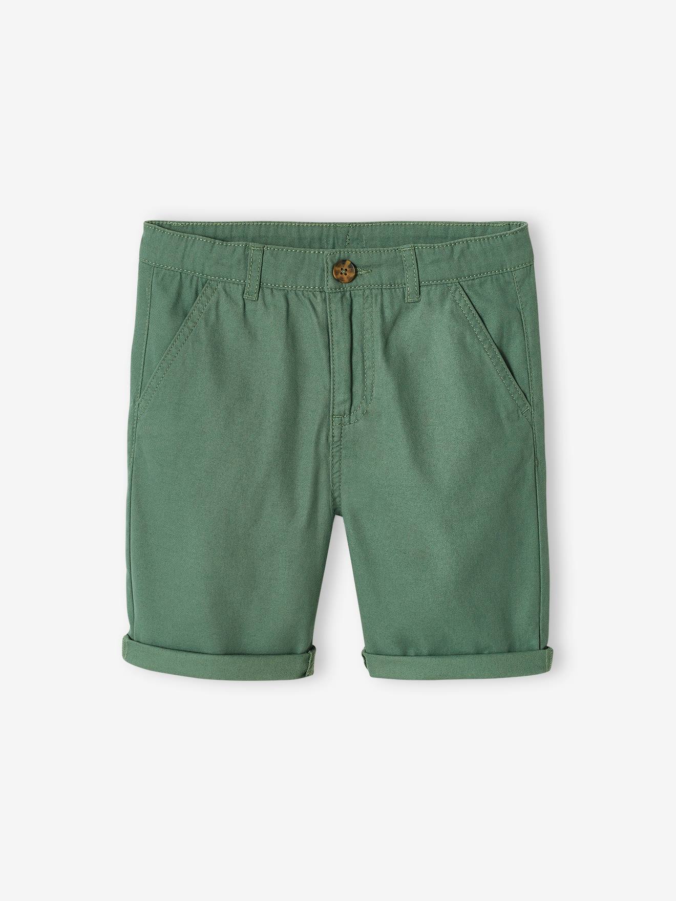 Jungen Chino-Shorts, Bundweite verstellbar grün Gr. 116 von vertbaudet